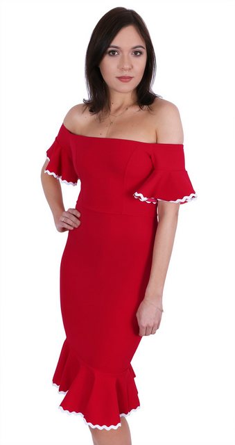Sarcia.eu Midikleid Rotes Kleid, freie Schulter JOHN ZACK XL günstig online kaufen