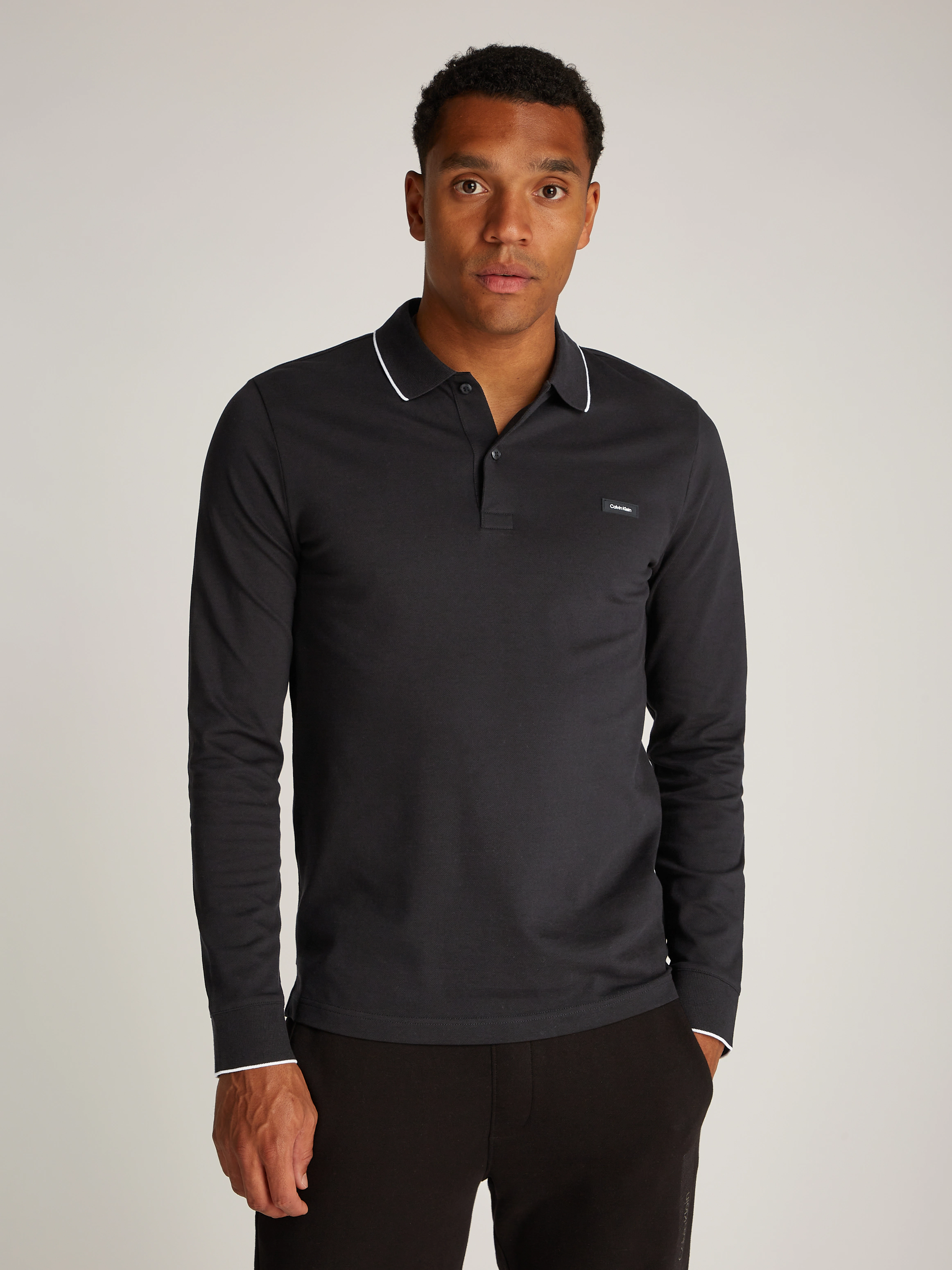 Calvin Klein Poloshirt STRETCH PIQUE TIPPING LS POLO günstig online kaufen