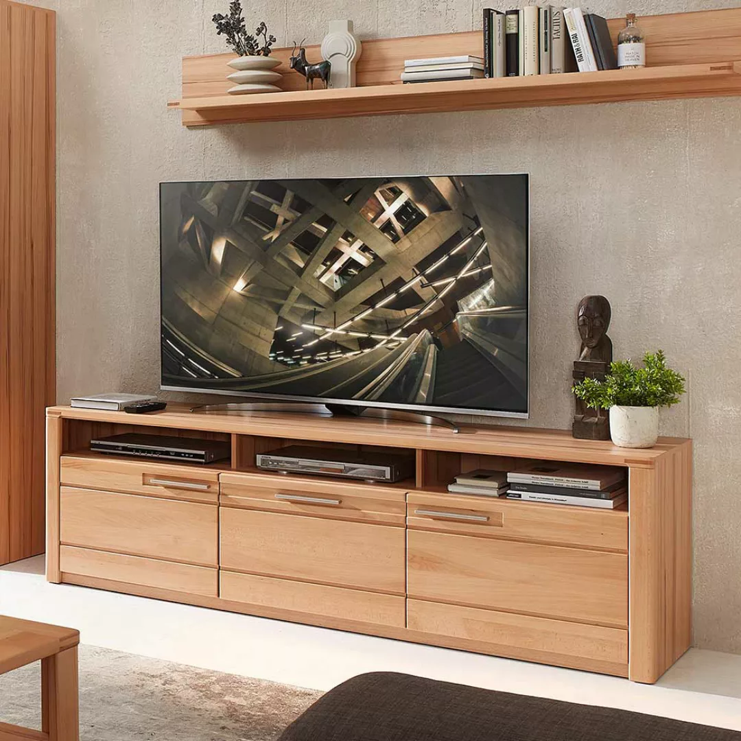 TV Phonoschrank in Kernbuchefarben 190 cm breit - 58 cm hoch günstig online kaufen