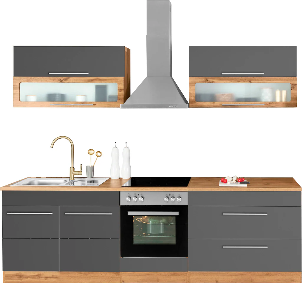 Kochstation Küchenzeile "KS-Wien", Breite 260 cm, wahlweise mit E-Geräten günstig online kaufen