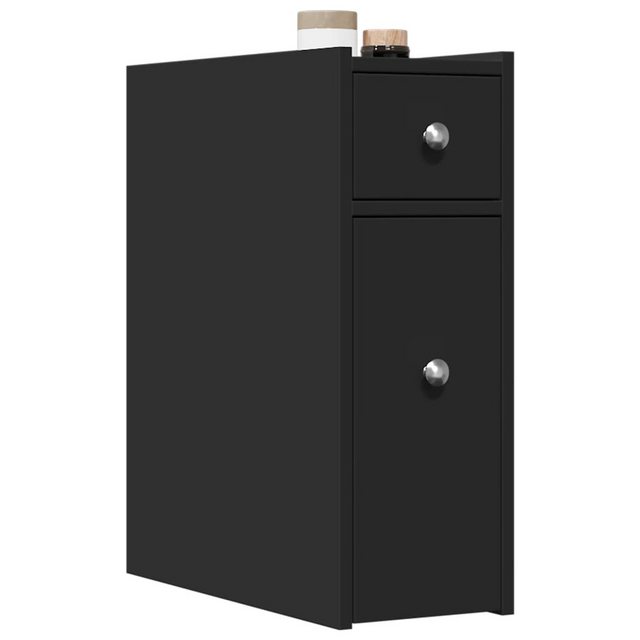 vidaXL Aktenschrank Badschrank Schmal mit Rollen Schwarz Spanplatte günstig online kaufen