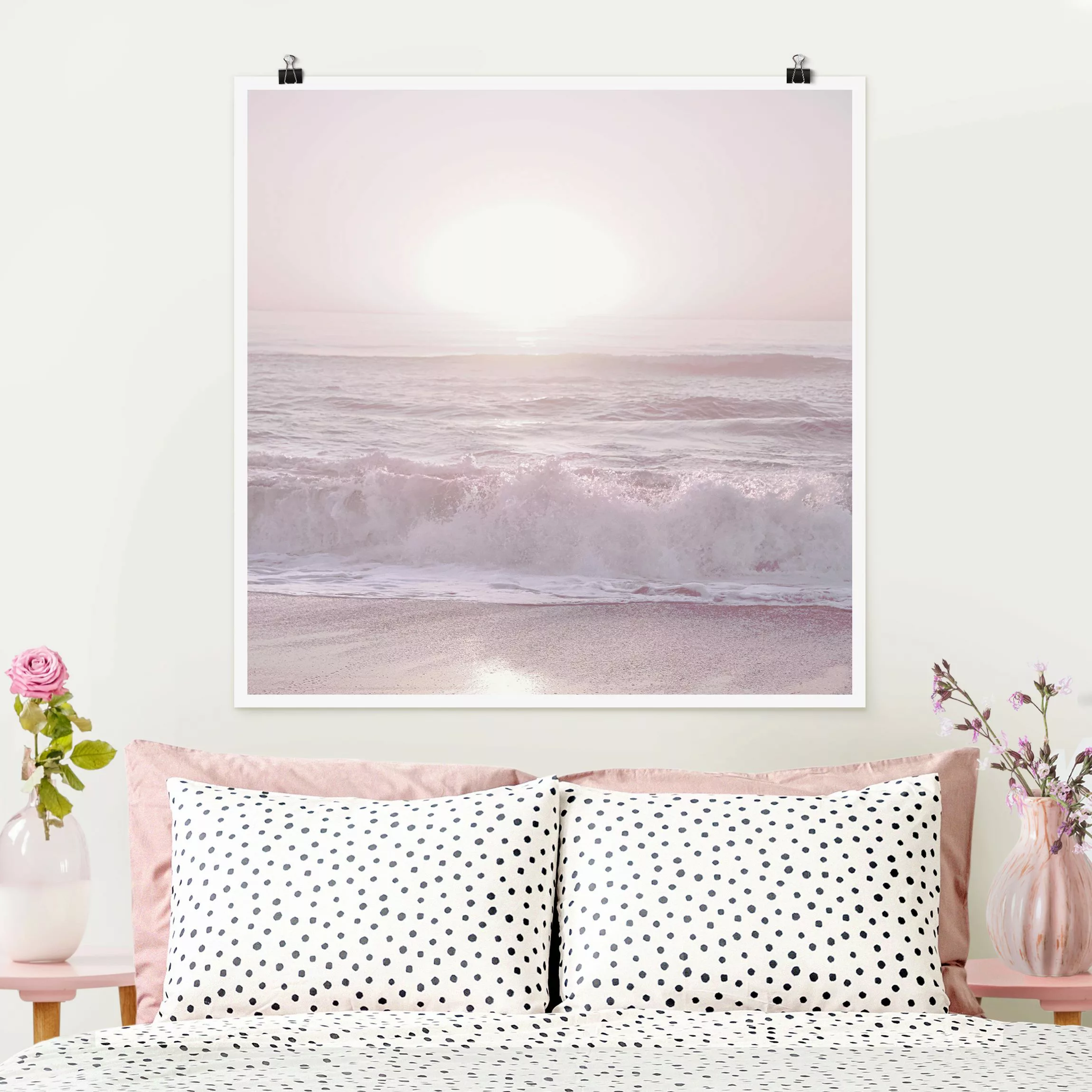 Poster Sonnenuntergang in zartem Rosa günstig online kaufen
