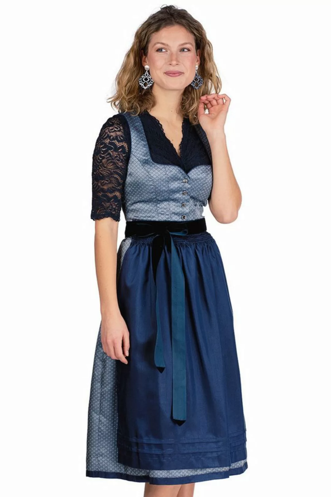 Spieth & Wensky Dirndl Midi Dirndl 2tlg. - DEICH - hellblau/navy günstig online kaufen