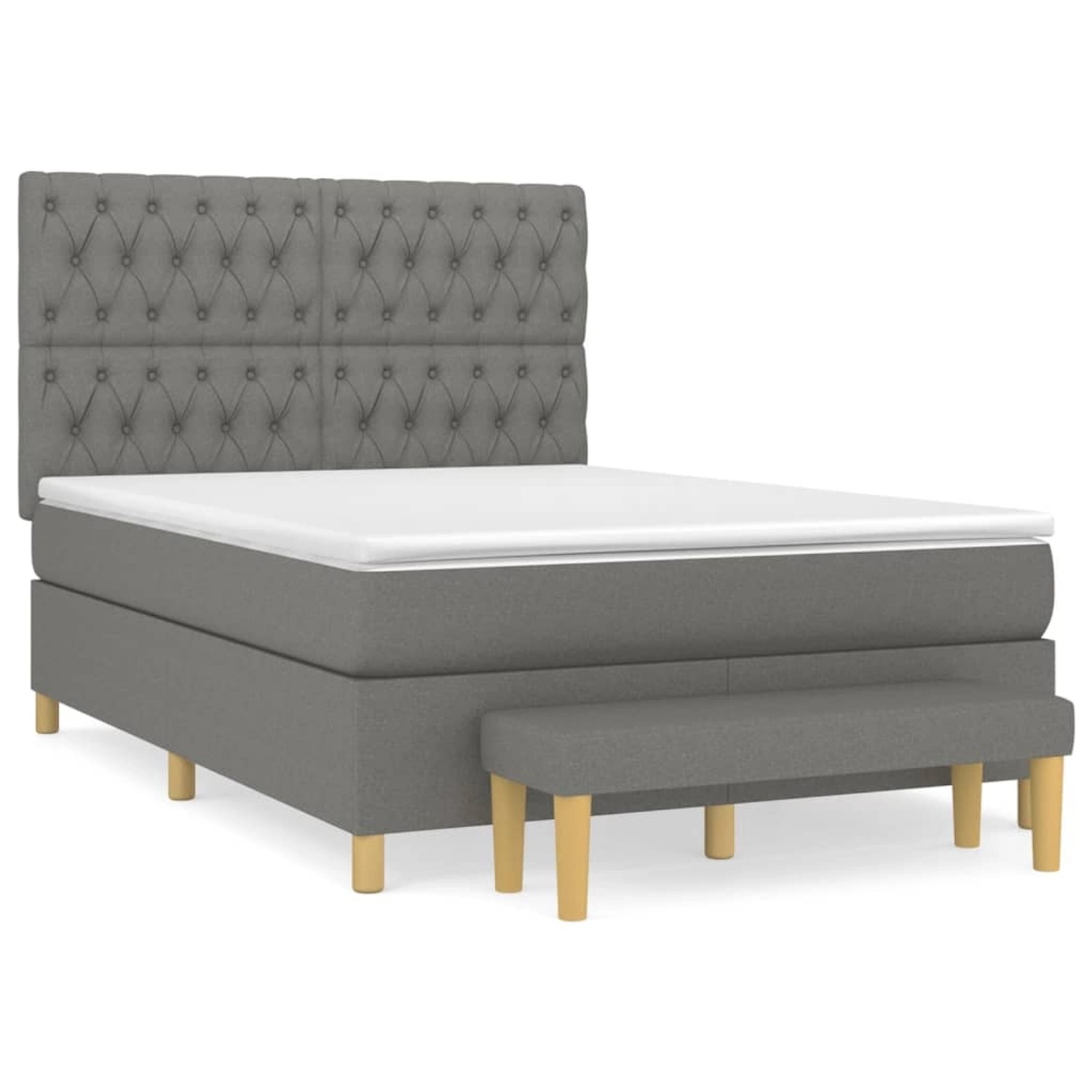 vidaXL Boxspringbett Boxspringbett mit Matratze Dunkelgrau 140x200 cm Stoff günstig online kaufen