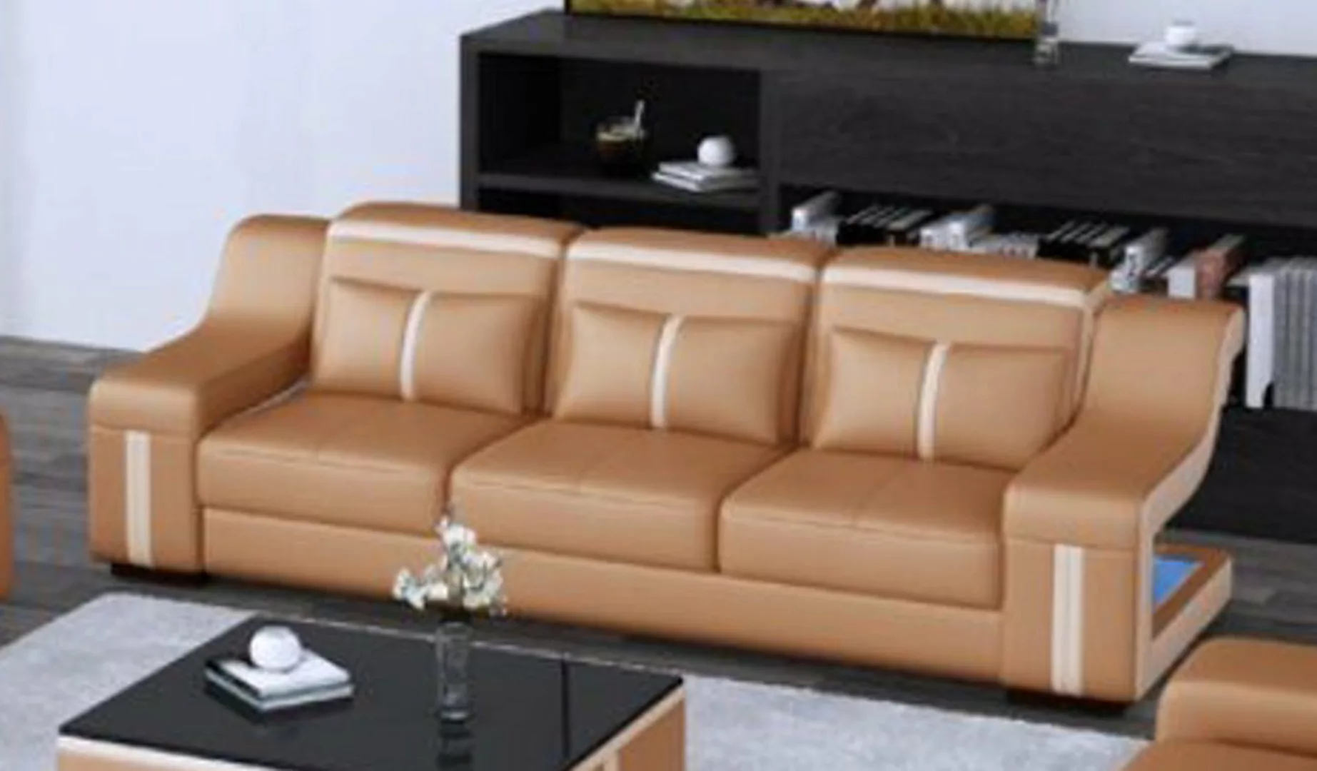 JVmoebel Sofa Dreisitzer Designer Sofa Couch 3 Sitz Polster Leder Couchen B günstig online kaufen