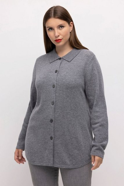 Ulla Popken Strickpullover Pullover edle Wollmischung Hemdkragen Langarm günstig online kaufen