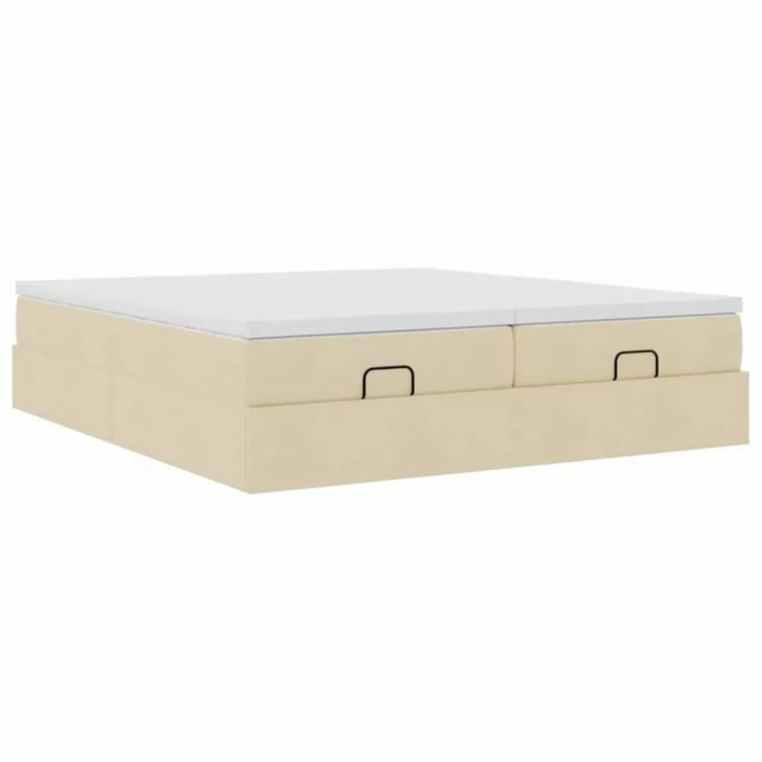 vidaXL Bett Ottoman-Bett mit Matratzen Creme 200x200 cm Stoff günstig online kaufen