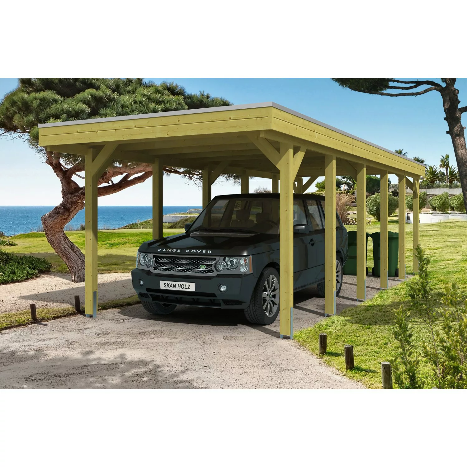 Skan Holz Flachdach-Einzelcarport Friesland 314 cm x 860 cm günstig online kaufen