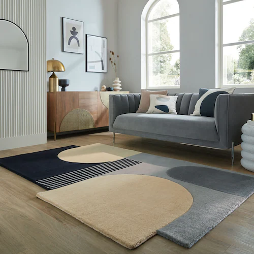 FLAIR RUGS Wollteppich »Lozenge«, rechteckig, 10 mm Höhe, Kurzflor, Retro M günstig online kaufen