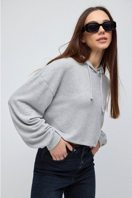 No Matter What Sweatshirt Weicher Kapuzen-Crop-Top aus Strickstoff günstig online kaufen