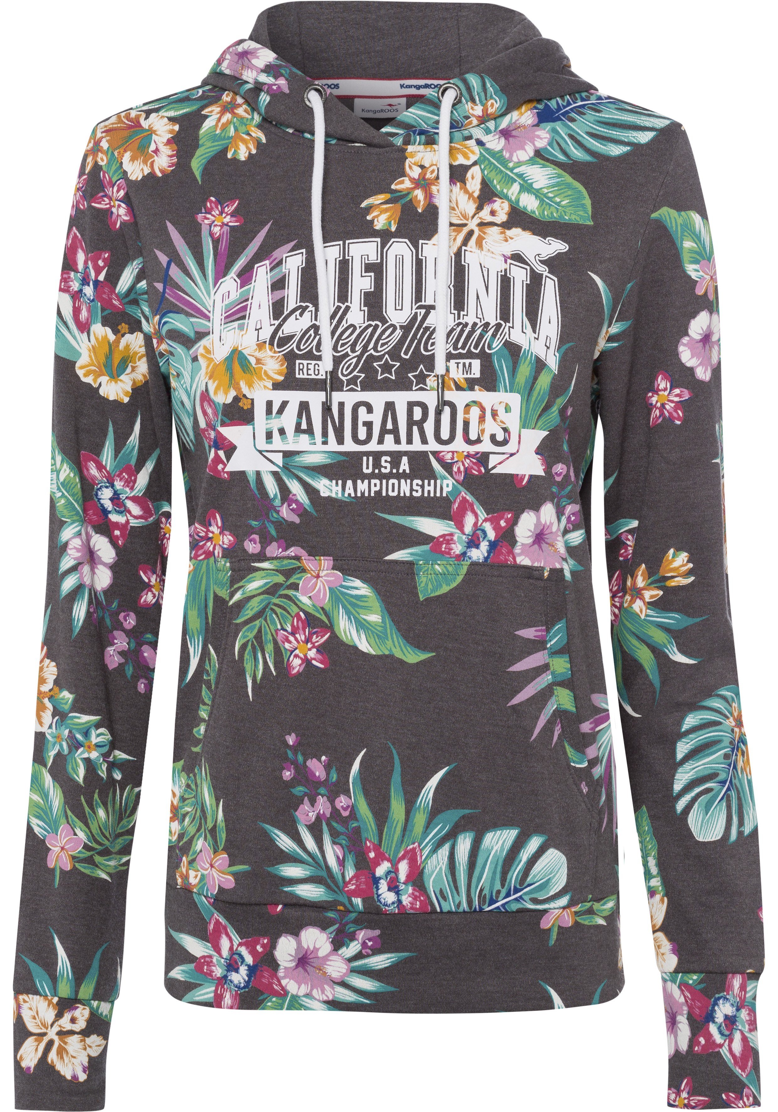 KangaROOS Kapuzensweatshirt mit coolem Floral-Alloverprint & Logo-Print im günstig online kaufen