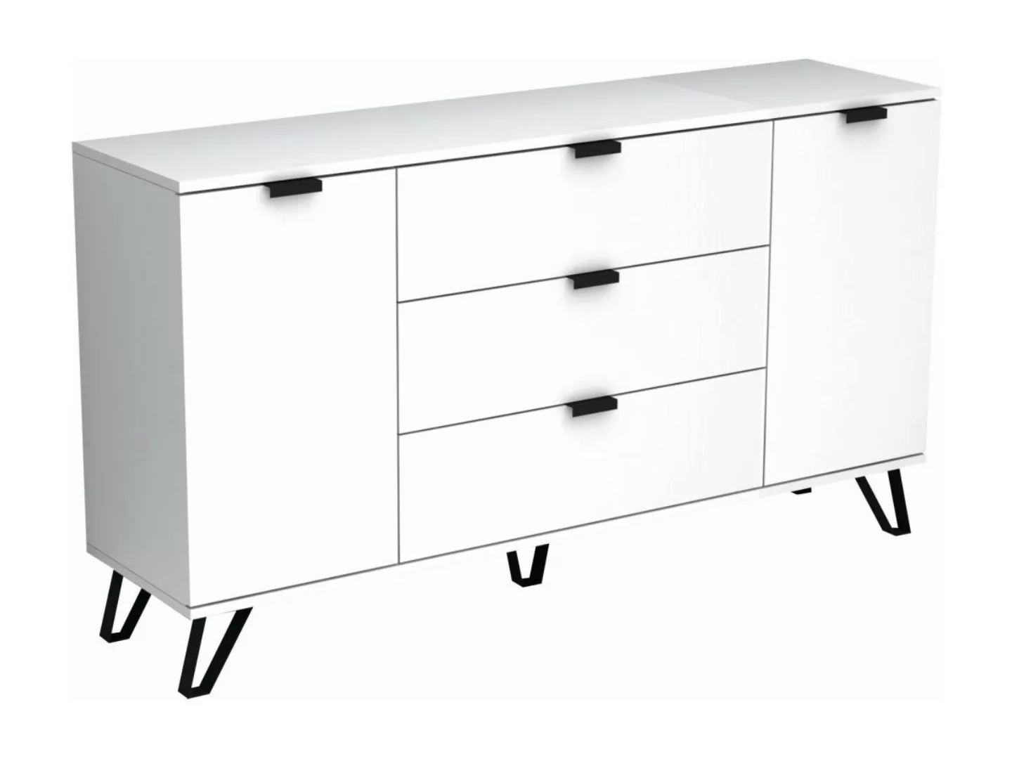 Sideboard mit 2 Türen & 3 Schubladen - Weiß & Schwarz - MENODA günstig online kaufen