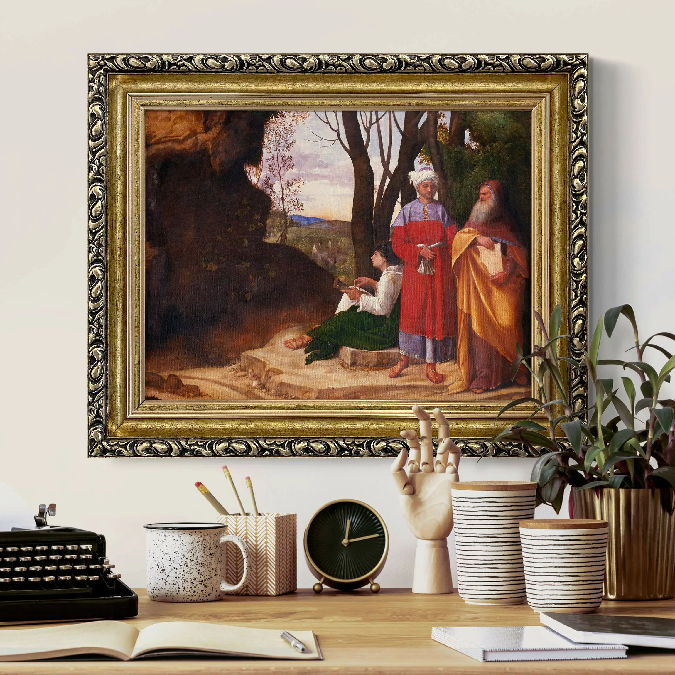 Gerahmtes Leinwandbild Giorgione - Die drei Philosophen günstig online kaufen