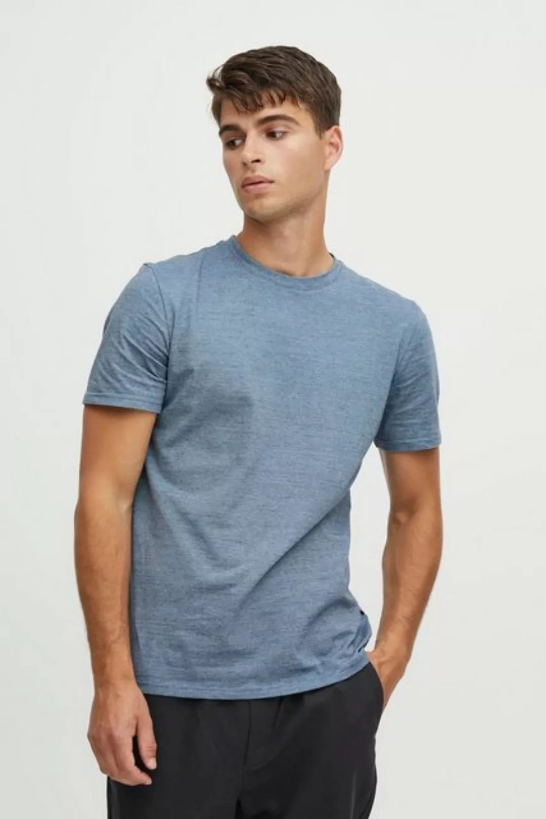 Casual Friday T-Shirt Rundhals Basic T-Shirt Meliert CFThor 5743 in Blau günstig online kaufen