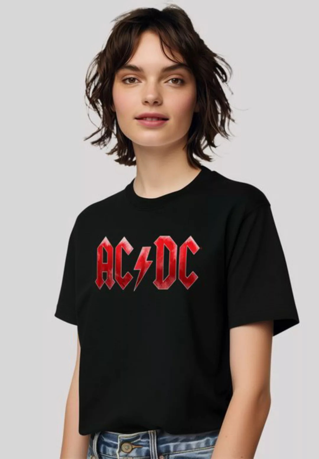 F4NT4STIC T-Shirt AC/DC Rock Musik Band Red Ice Logo Premium Qualität günstig online kaufen