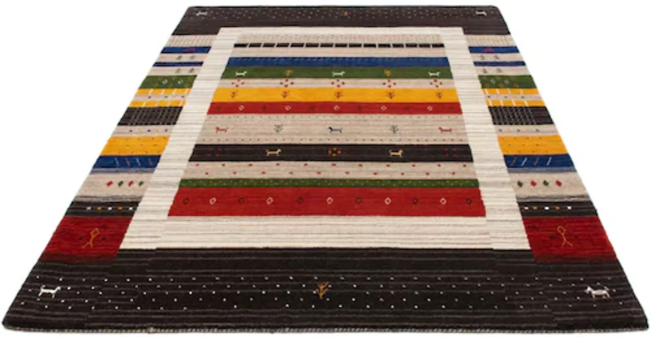 morgenland Wollteppich »Loribaft Bordüre Multicolore 202 x 142 cm«, rechtec günstig online kaufen