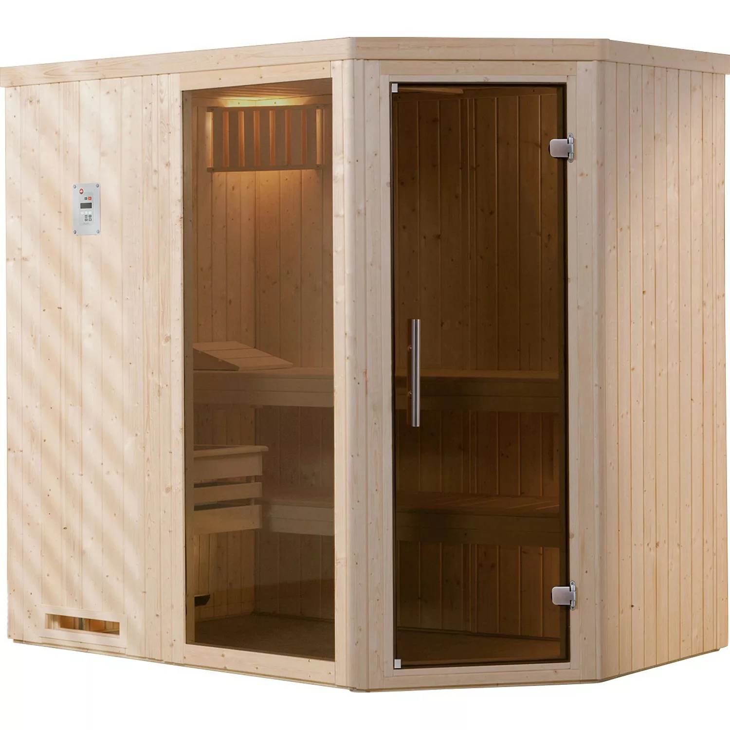 Weka Element-Ecksauna Varberg Glastür und Fenster 194 x 144 x 199 cm günstig online kaufen