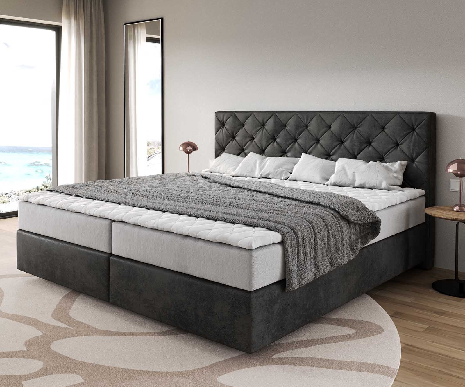 DELIFE Boxspringbett Dream-Great, Mikrofaser Anthrazit Vintage günstig online kaufen