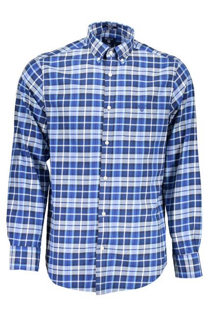 Gant Langarmhemd Herren Blaues Langarmhemd mit Button-Down-Kragen und Brust günstig online kaufen