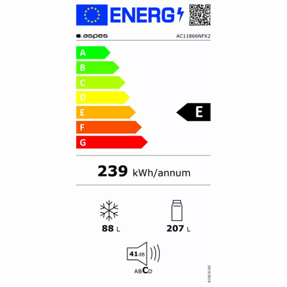 Kühl-gefrierkombination Aspes Ac11866nfx2 186 Edelstahl (59.5 X 60 X 186 Cm günstig online kaufen