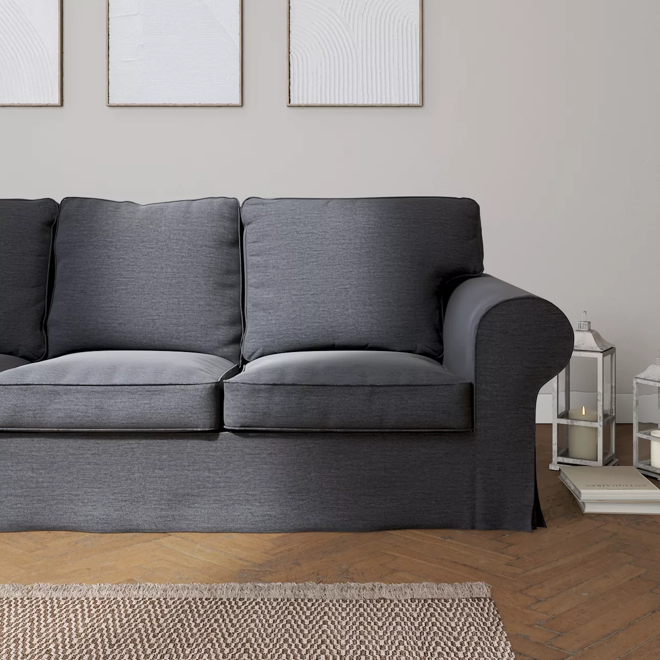 Bezug für Ektorp 3-Sitzer Schlafsofa, ALTES Modell, stahlgrau, Sofahusse Ek günstig online kaufen