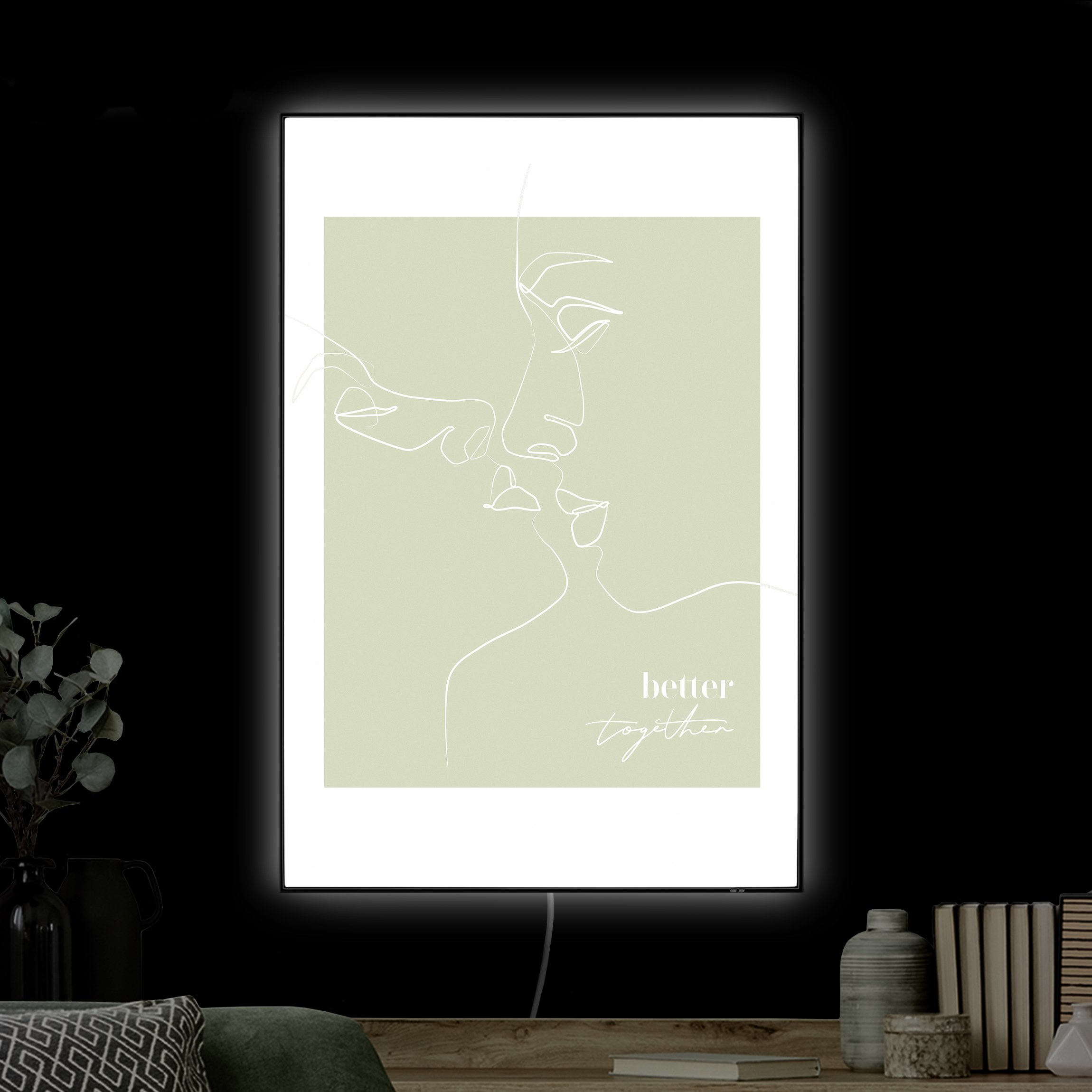 LED-Wechselbild Line Art - Verliebte Gesichter Better together günstig online kaufen