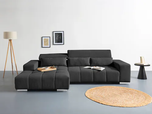 COTTA Ecksofa "Orion L-Form", mit Kopfteilverstellung & 3 Nierenkissen günstig online kaufen