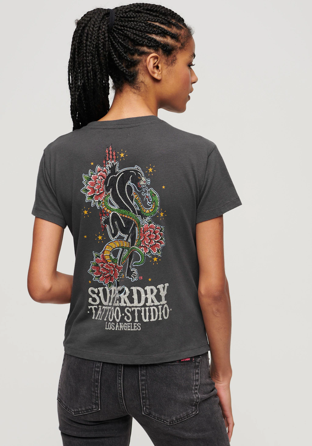 Superdry Kurzarmshirt TATTOO RHINESTONE FITTED TEE günstig online kaufen