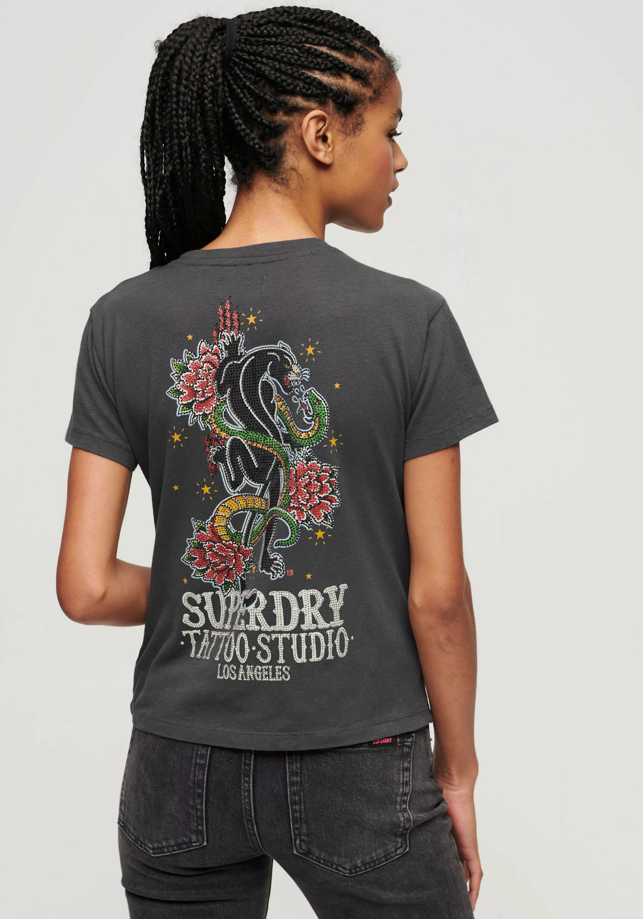 Superdry Kurzarmshirt "TATTOO RHINESTONE FITTED TEE" günstig online kaufen