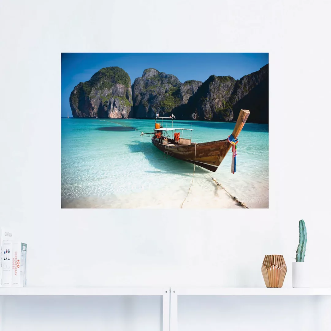 Artland Wandbild "Maya Bay, Koh Phi Phi Leh, Thailand", Boote & Schiffe, (1 günstig online kaufen