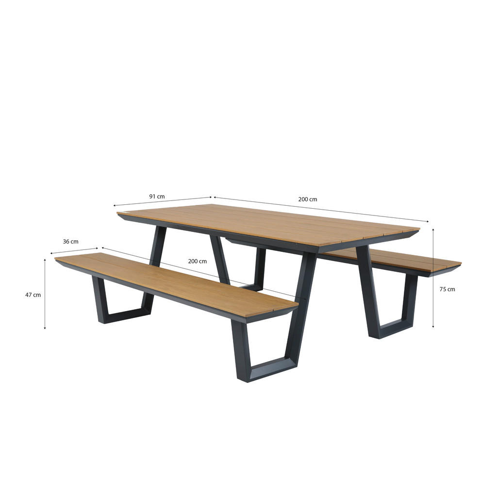 AXI Outdoor Living Picknicktisch Nori braun Metall B/H/L: ca. 190x75x200 cm günstig online kaufen