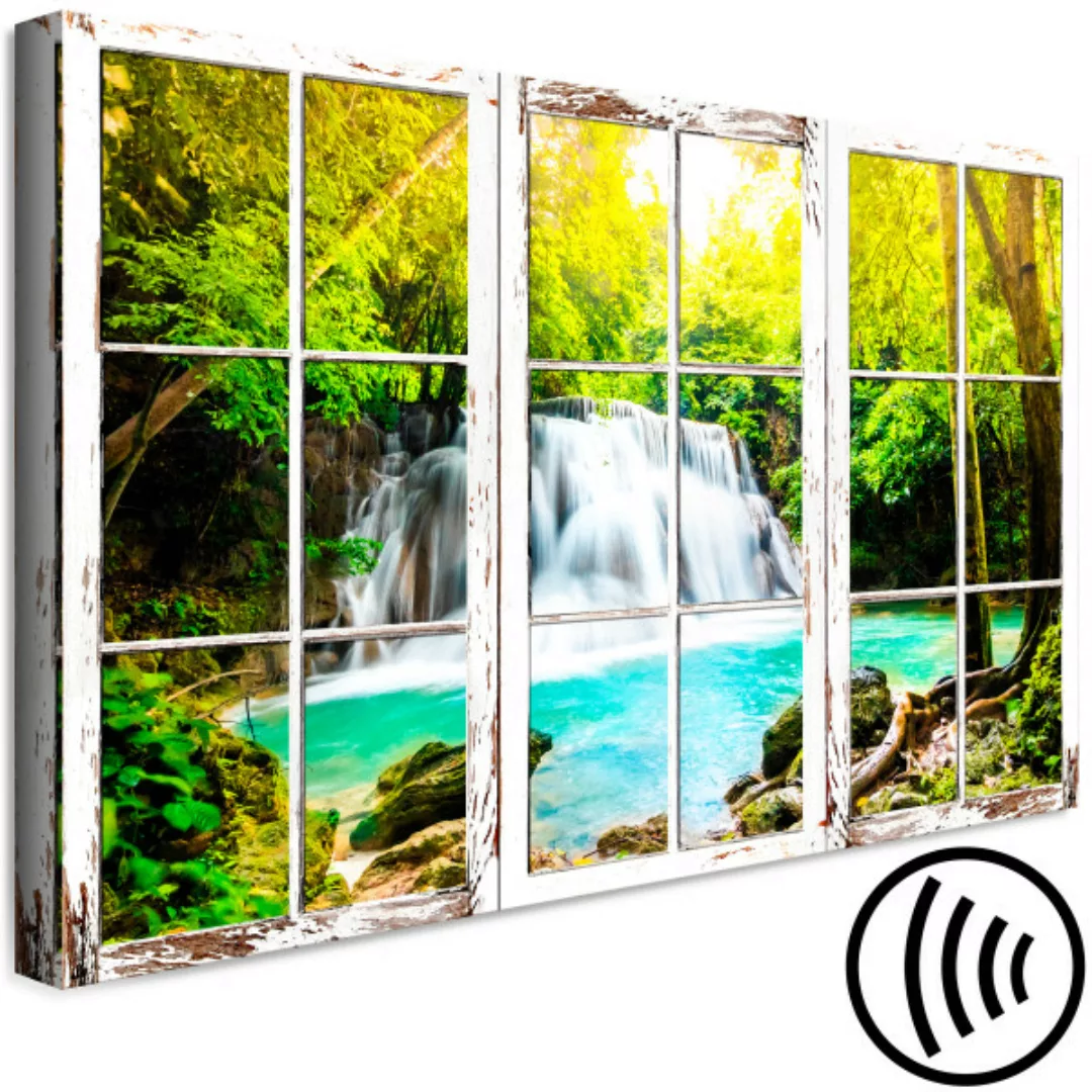Wandbild Wasserfall durchs geschlossene Fenster - Landschaft mit Wasser XXL günstig online kaufen