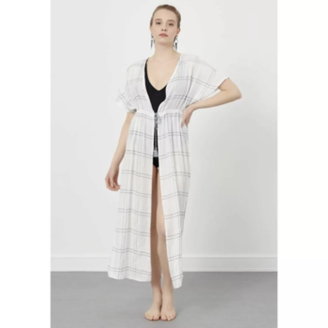 Just Like You  Strickjacken Checked Belted Long Kimono with Short Sleeves günstig online kaufen