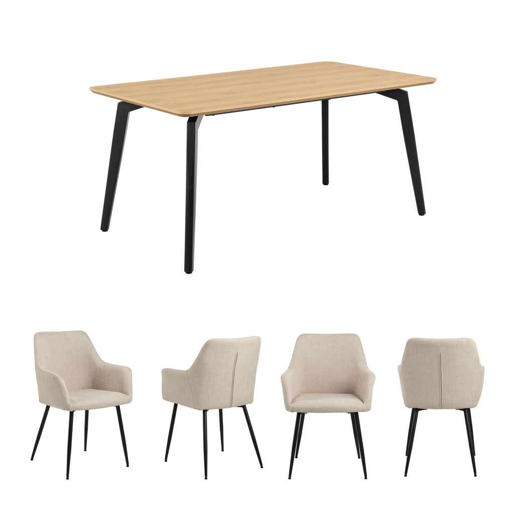 ACTONA GROUP Esszimmer-Set "Essgruppe, Speisetisch mit Wohnzimmerstühlen", günstig online kaufen