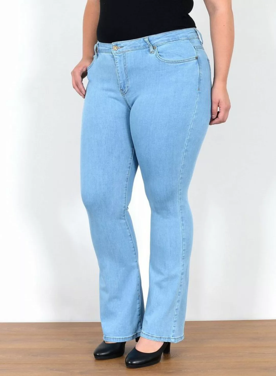 ESRA Bootcut-Jeans Stretch Jeans Damen High Waist Bootcut Schlaghose bis Pl günstig online kaufen