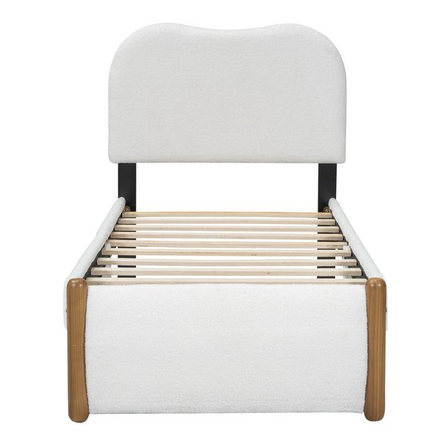 FUROKOY Polsterbett Minimalistischer Stil Flachbett Kinderbett 90x200cm,Wei günstig online kaufen
