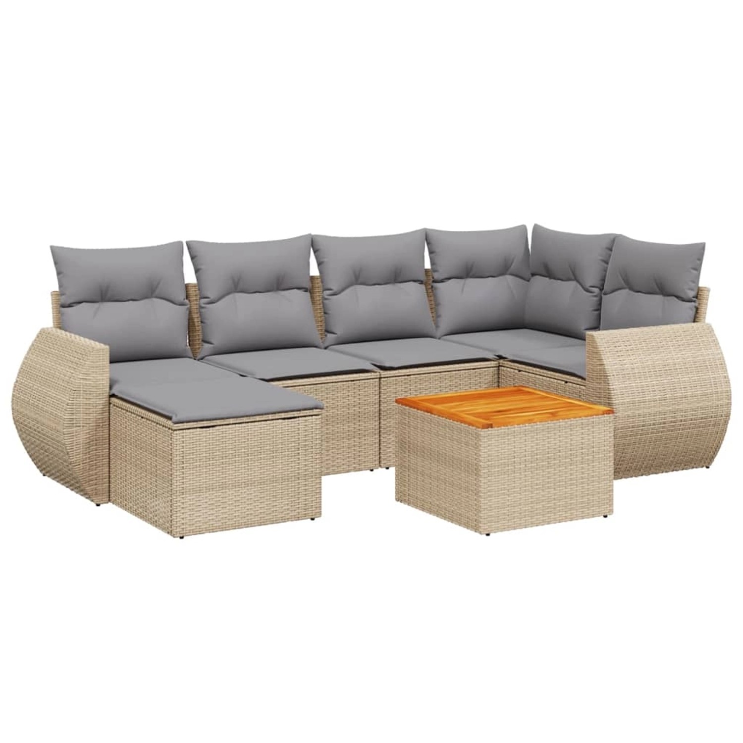 vidaXL 7-Tlg Garten-Sofagarnitur mit Kissen Beige Poly Rattan 3225107 günstig online kaufen
