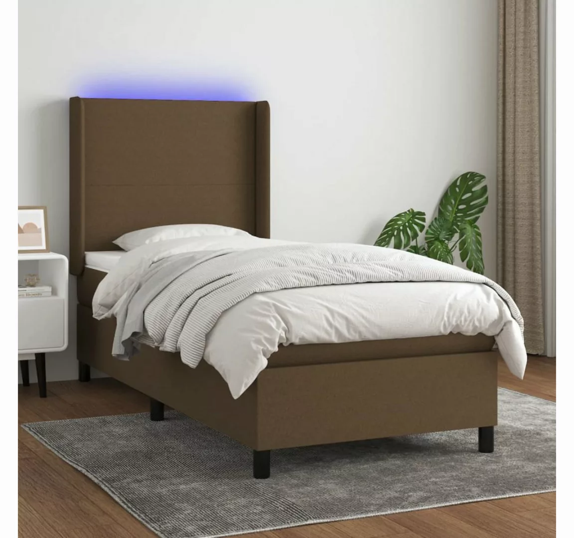 vidaXL Boxspringbett Boxspringbett mit Matratze und LED Stoff (90 x 190 cm, günstig online kaufen