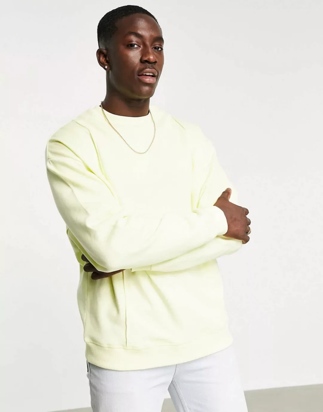ASOS DESIGN – Oversize-Sweatshirt mit Biesen in Gelb, Kombiteil günstig online kaufen