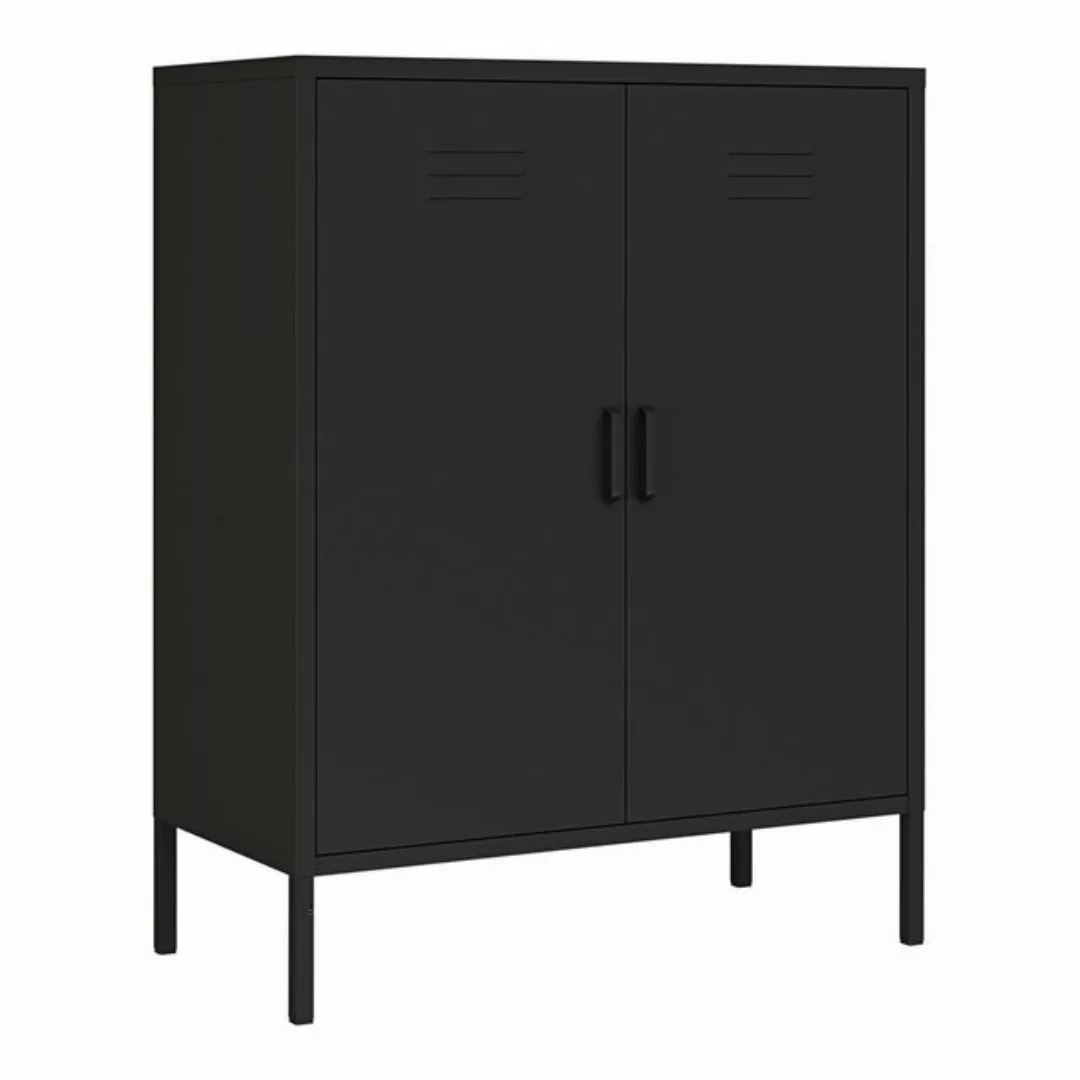 en.casa Aktenschrank »Pyhäranta« mit 2 Türen Metall 102x80x40 cm Schwarz günstig online kaufen