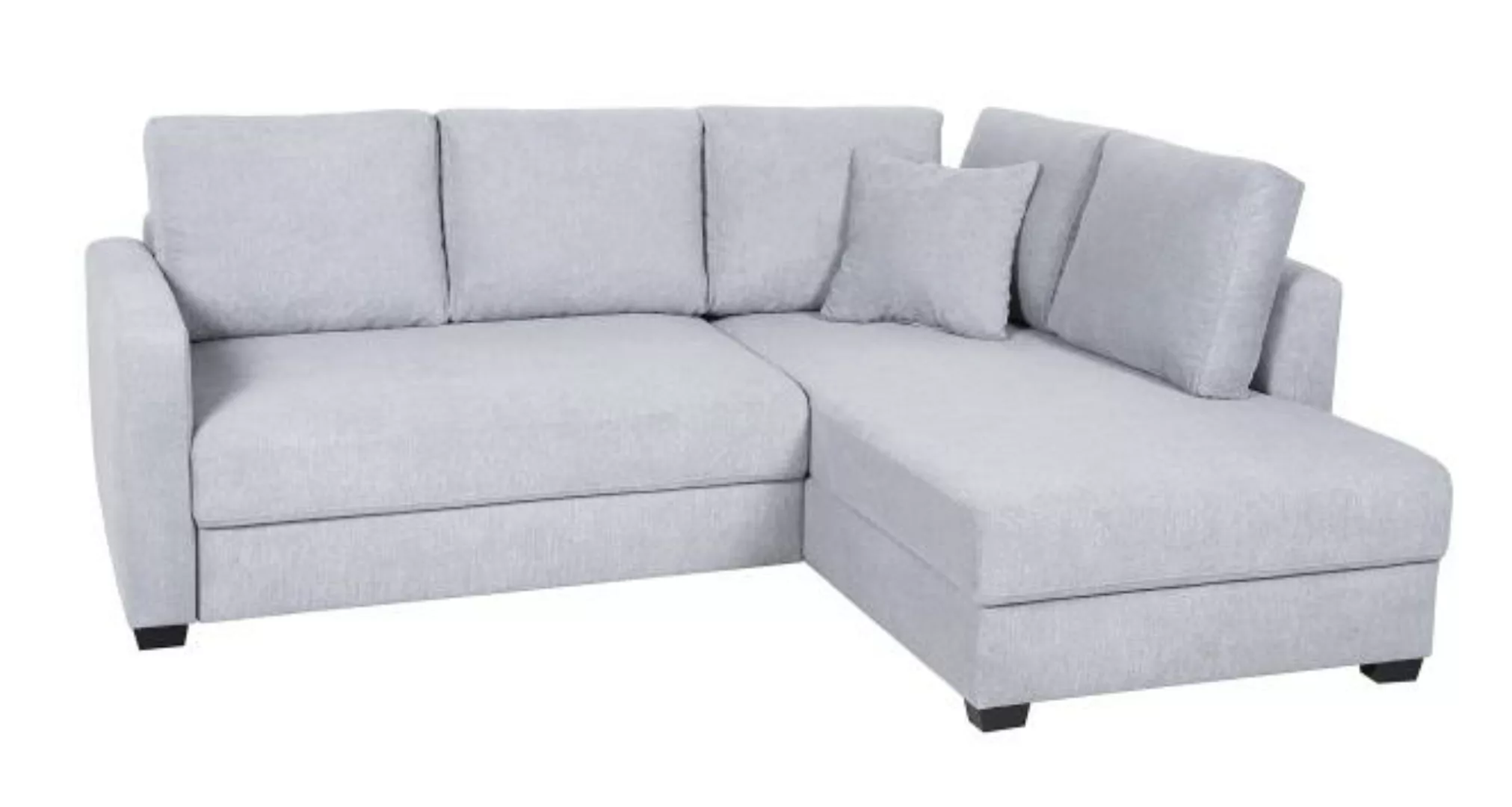 kleines Ecksofa mit Schlaffunktion und Bettkasten inkl Topper Grau 235 x 18 günstig online kaufen