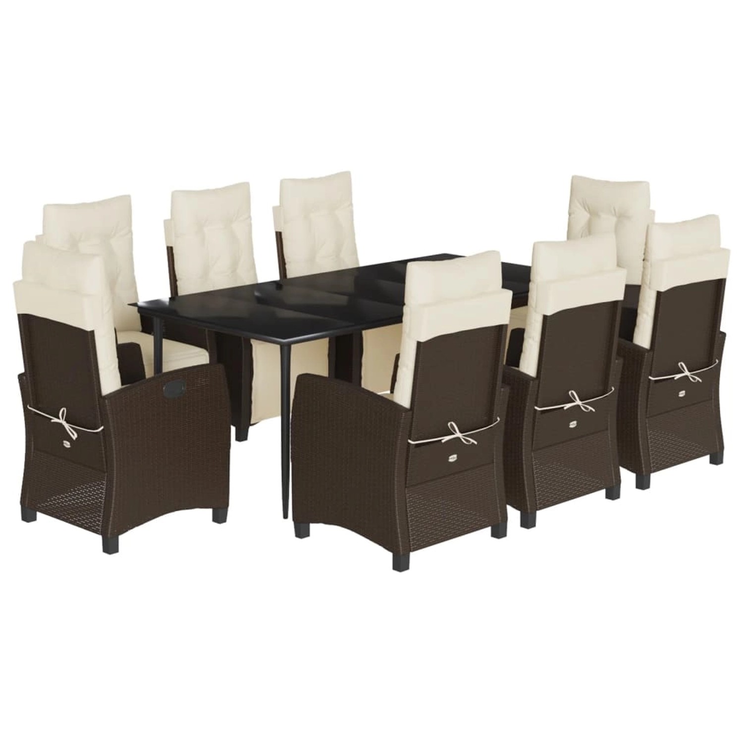vidaXL 9-Tlg Garten-Essgruppe mit Kissen Braun Poly Rattan 3212980 günstig online kaufen