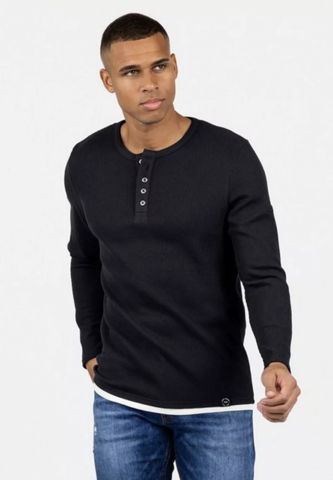 Key Largo Strickpullover Sandro für Herren double Layer Look einfarbig körp günstig online kaufen