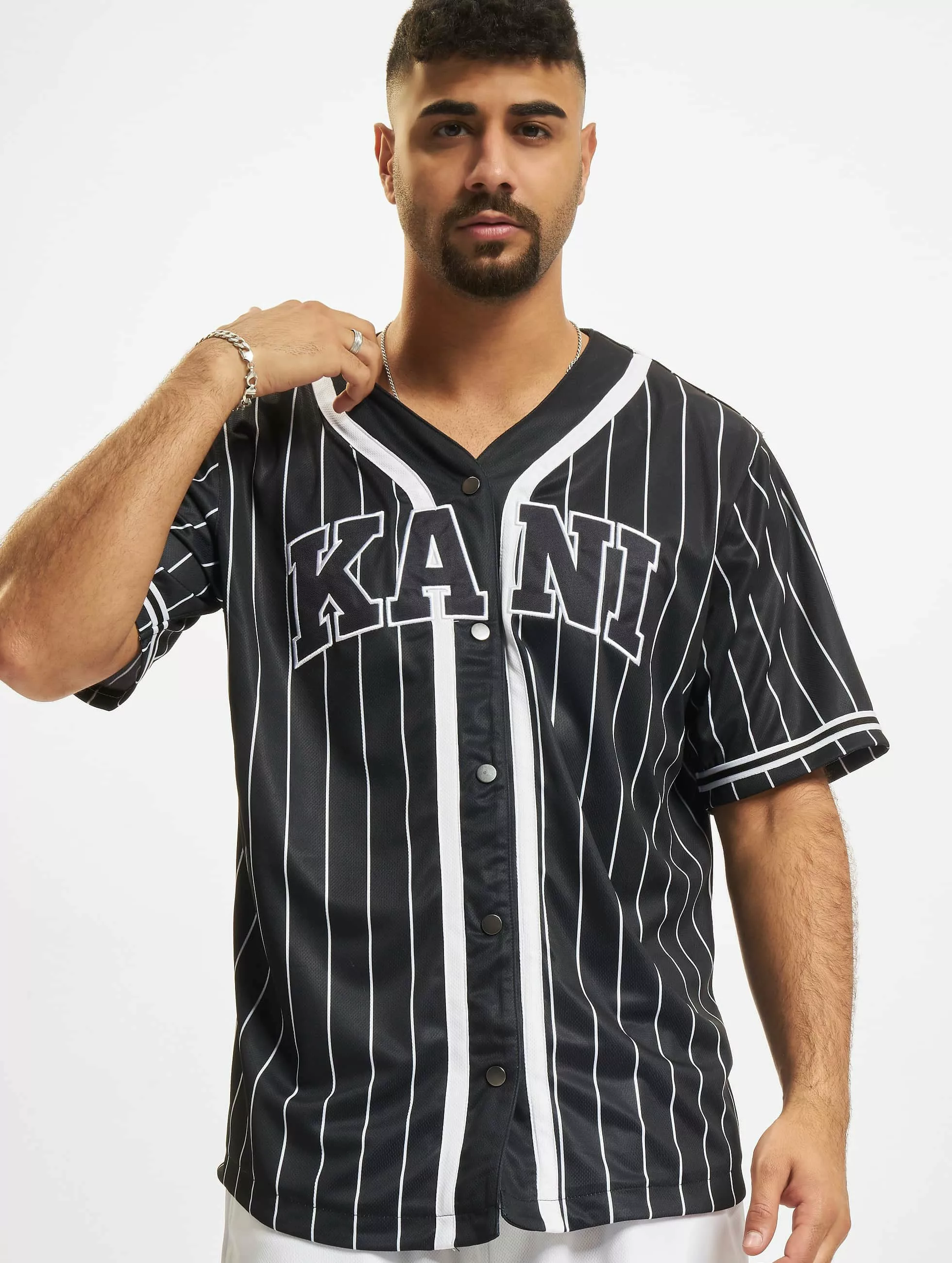 Karl Kani Kurzarmshirt "Karl Kani Herren KM221-115-1 Serif Pinstripe Baseba günstig online kaufen