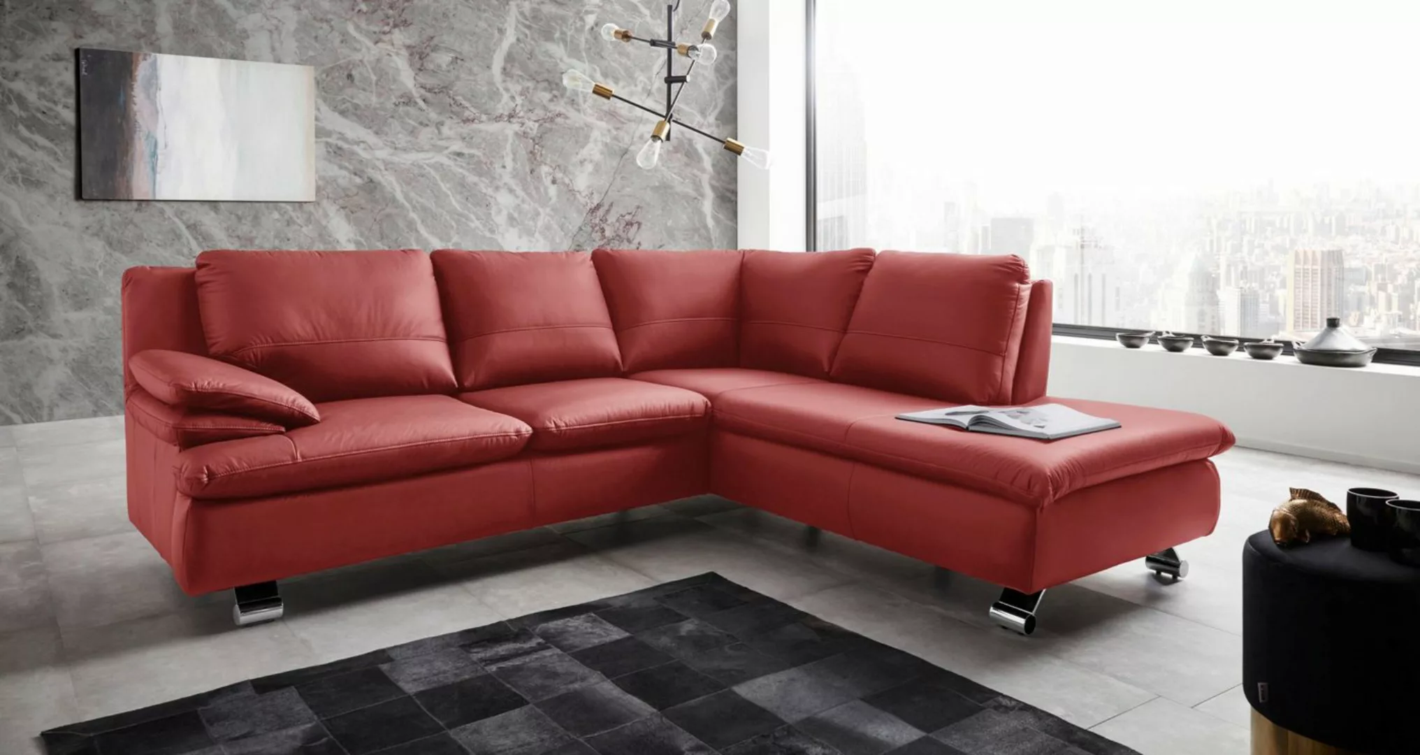 PLACES OF STYLE Ecksofa "Drover L-Form", in Echtleder günstig online kaufen