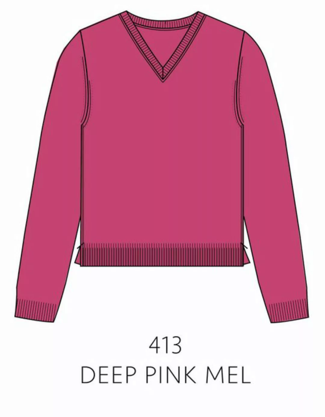 IN LINEA Strickpullover NOS Pullover, V-Ausschnitt, 413 DEEP PINK MEL. günstig online kaufen