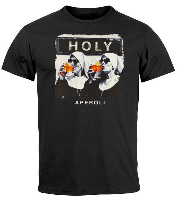 MoonWorks Print-Shirt Herren T-Shirt Fotomontage Nonnen Alkohol Holy Aperol günstig online kaufen