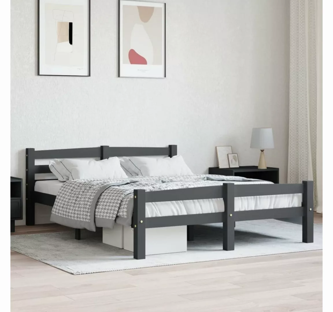 furnicato Bett Massivholzbett Dunkelgrau Kiefer 120x200 cm günstig online kaufen