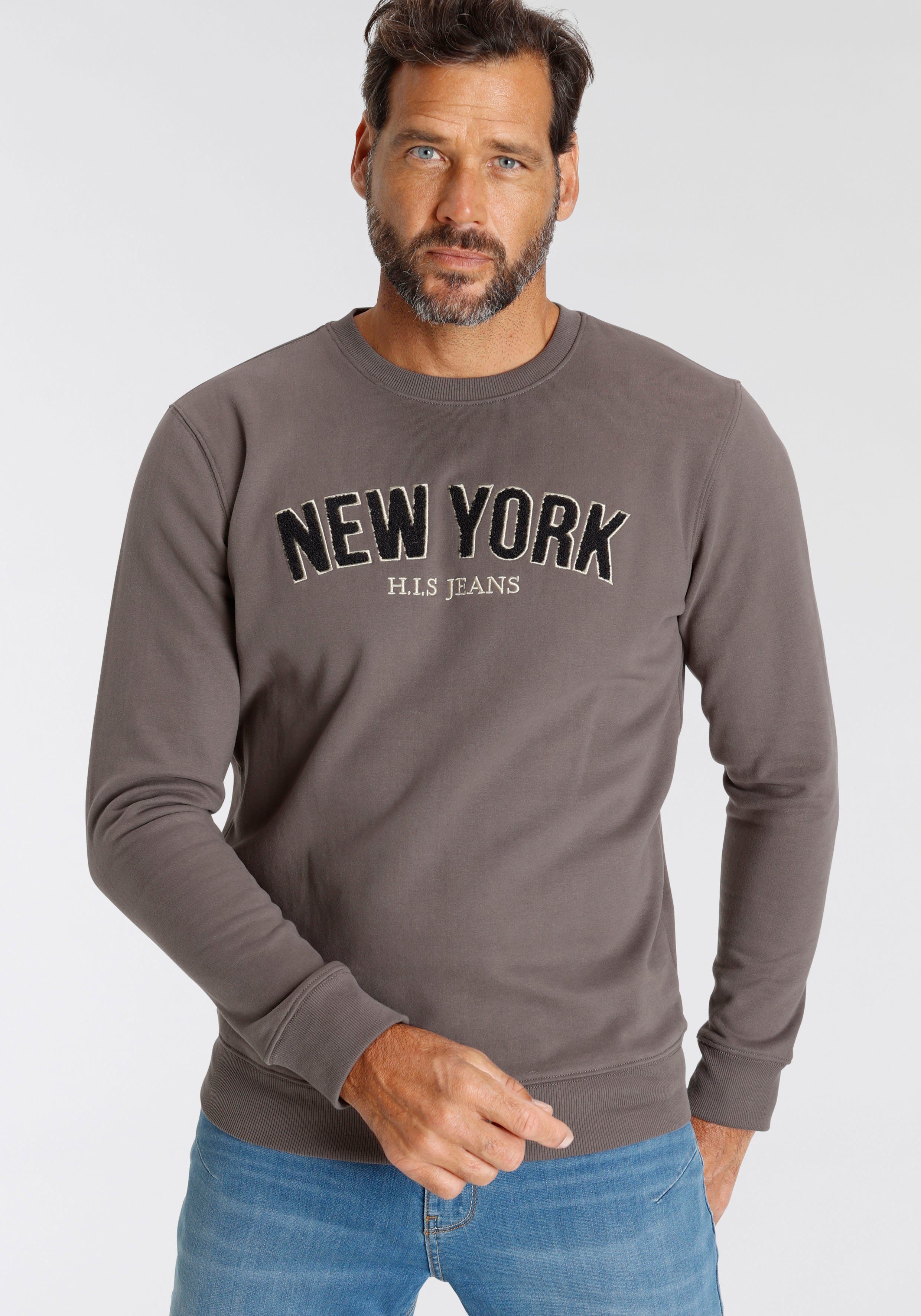 H.I.S Sweater, Langarm, lockere Passform, bestickte Optik, Rundhalsausschni günstig online kaufen