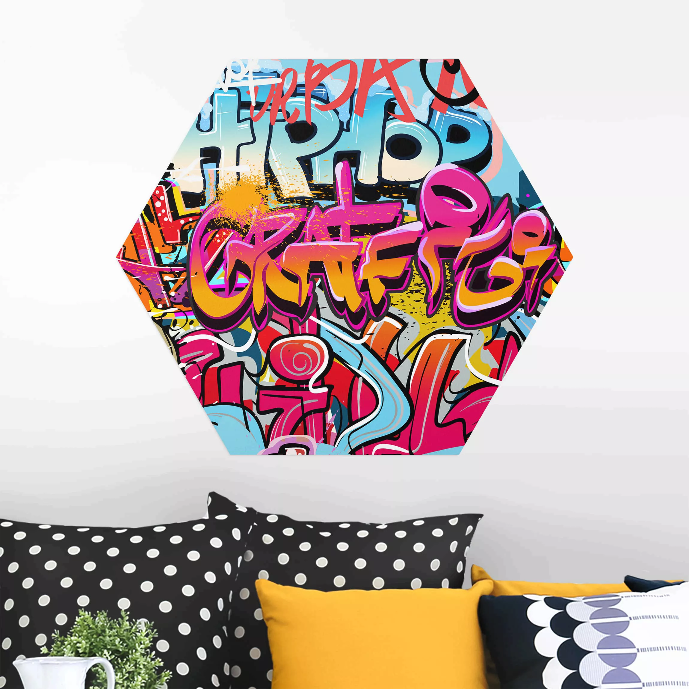 Hexagon-Alu-Dibond Bild HipHop Graffiti günstig online kaufen